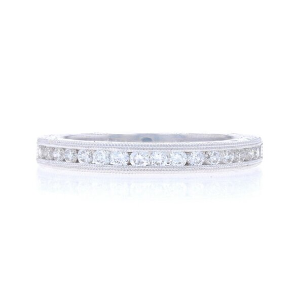 White Gold Diamond Wedding Band - 14k Round .34ctw Channel Set Ring SZ 7